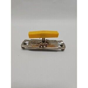 Vintage Foley Edlund Jar Can Bottle Opener Yellow Handle Chrome Kitchen Tool